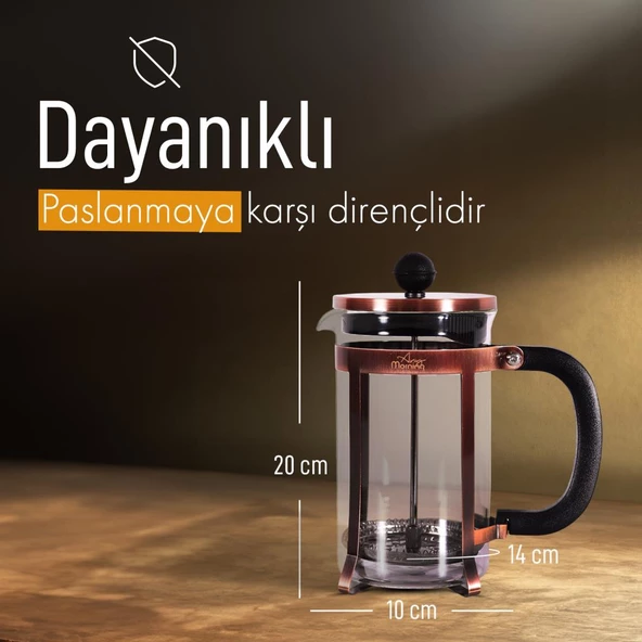 Any Morning FF120 Kahve ve Bitki Çayı için French Press 600 ML - 6