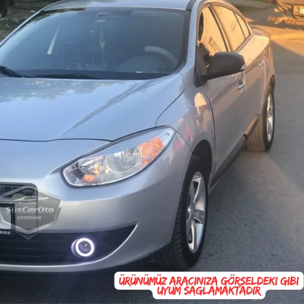 Renault Fluence 2009-2016 Uyumlu Üniversal Mercekli Angel Sis Farı Metal Su Geçirmez 76 mm Mavi Halkalı Gündüz Farı Angel Eyes 2 Adet - Resim 3