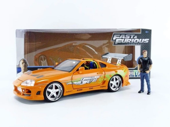 Hızlı ve Öfkeli Brian & Toyota Supra, 1: 24 Ölçek Portakal Die-Cast - Resim 4