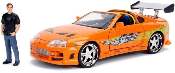 Hızlı ve Öfkeli Brian & Toyota Supra, 1: 24 Ölçek Portakal Die-Cast