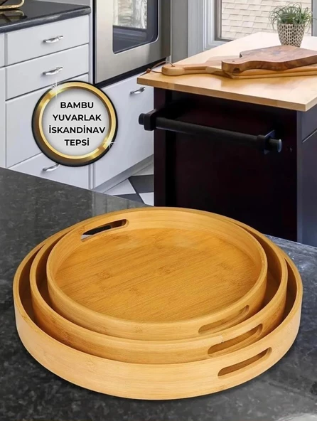 Kapris Home 3'lü Bambu Tepsi Kap-116 - 2