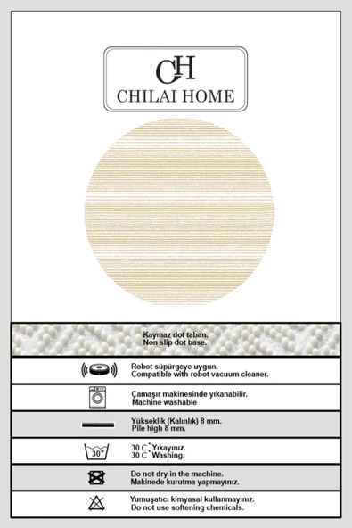 Chilai Home Slide Bej Çap Dekoratif Halı Djt - 2