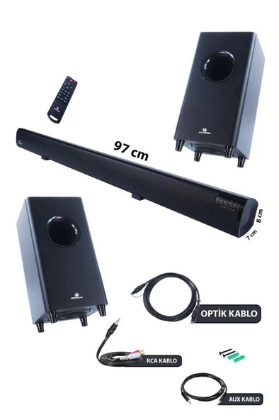 Maxword SLC-270BT Optik Çıkış 4.2.2 Kanal Soundbar TV Ses Sistemi + Çift Subwoofer 270W+230W - Resim 2