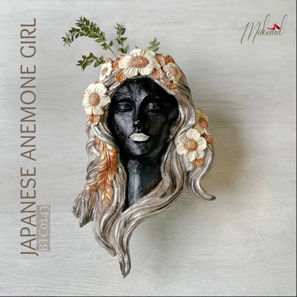 Japon anemon kızı (anemon duvar vazosu, dalgalı çiçek saçları) Mukemel tasarımları - Resim 3