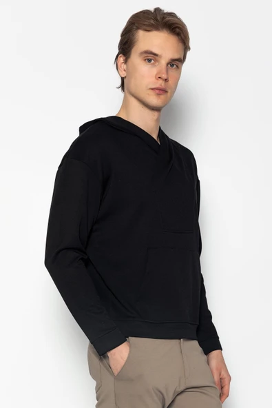 Unisex Kapüşonlu Teknolojik Kumaş İpeksi Pamuk Sweatshirts - 3