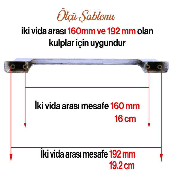Eda Kulp Krom Metal 192 mm - 19.2 cm Mobilya Mutfak Çekmece Dolap Dolabı Kapak Kulbu Kulpu Kulpları - 6