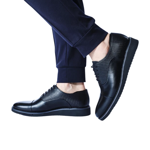 Erkek Hakiki Deri Siyah Günlük Ayakkabı - 3