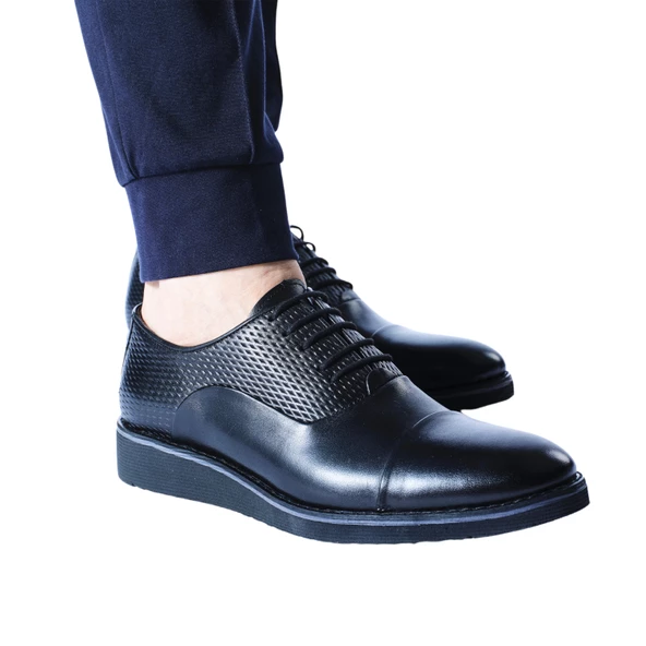 Erkek Hakiki Deri Siyah Günlük Ayakkabı - 7
