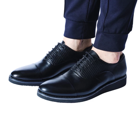 Erkek Hakiki Deri Siyah Günlük Ayakkabı - 6