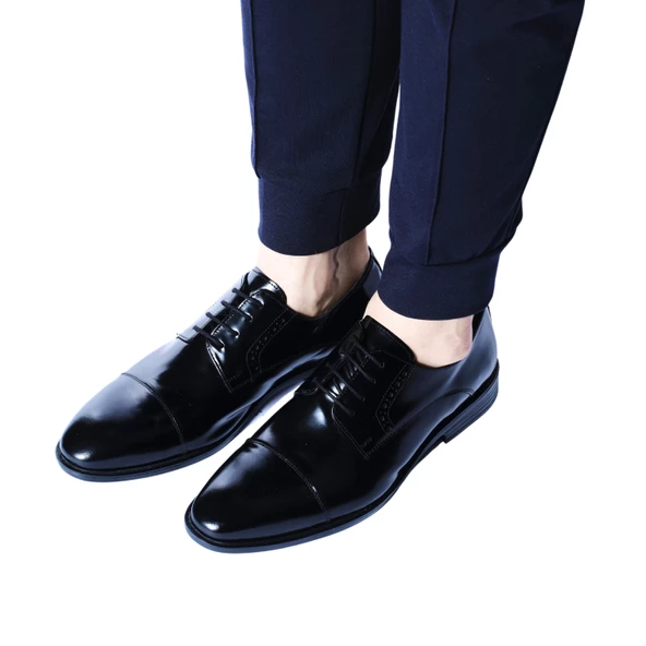 Erkek Hakiki Siyah Açma Deri Klasik Ayakkabı - 5