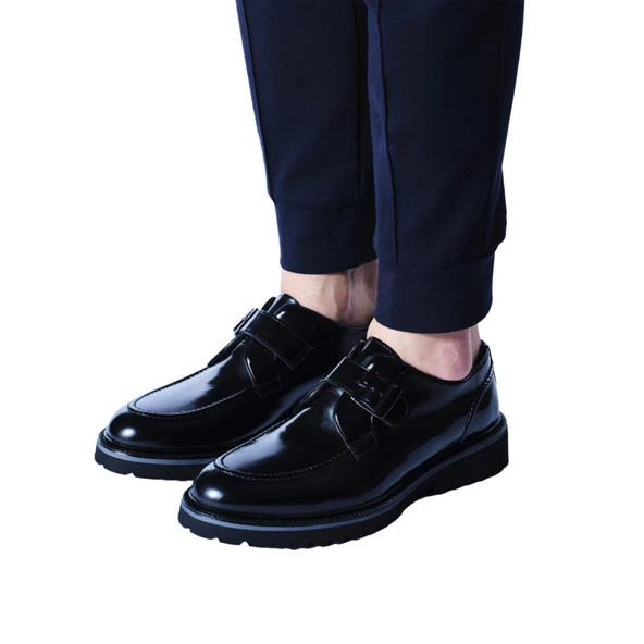 Erkek Hakiki Deri Siyah Parlak Açma Günlük Ayakkabı - 5