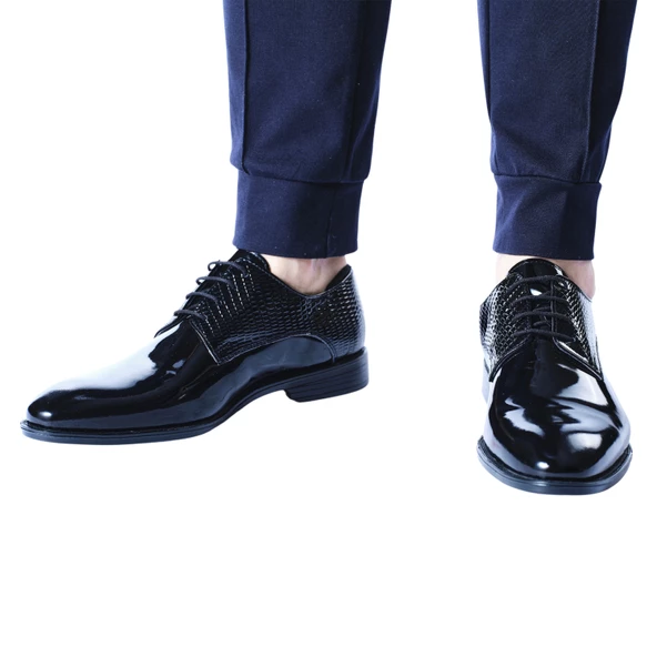 Erkek Hakiki Deri Siyah Rugan Klasik Ayakkabı - 5