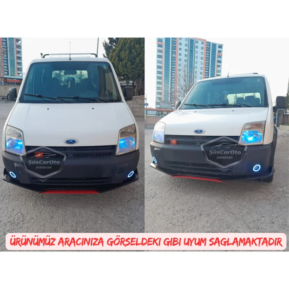 Ford Transit Connect 2002-2013 Uyumlu Üniversal Mercekli Angel Sis Farı Metal Su Geçirmez 76 mm Mavi Halkalı Gündüz Farı Angel Eyes 2 Adet - 4