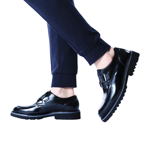 Erkek Hakiki Deri Siyah Parlak Açma Günlük Ayakkabı - 3