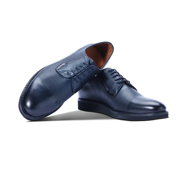 Erkek Hakiki Deri Lacivert Günlük Ayakkabı - 4