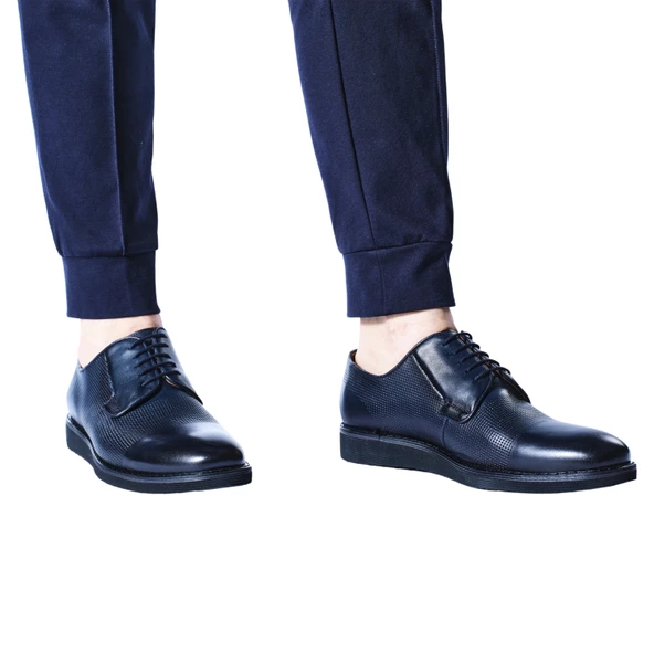 Erkek Hakiki Deri Lacivert Günlük Ayakkabı - 5