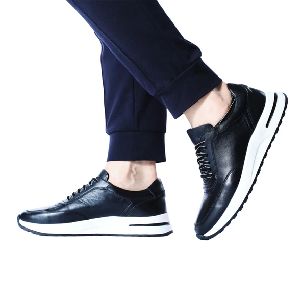 Erkek Hakiki Deri Siyah Spor Ayakkabı - 2