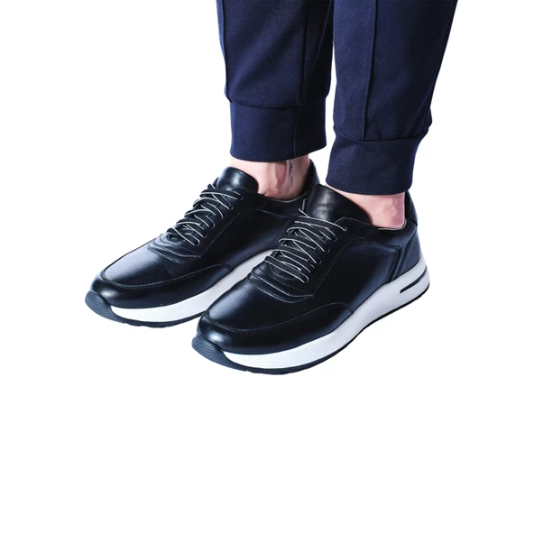 Erkek Hakiki Deri Siyah Spor Ayakkabı - 6