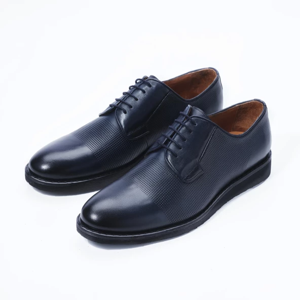 Erkek Hakiki Deri Lacivert Günlük Ayakkabı - 3