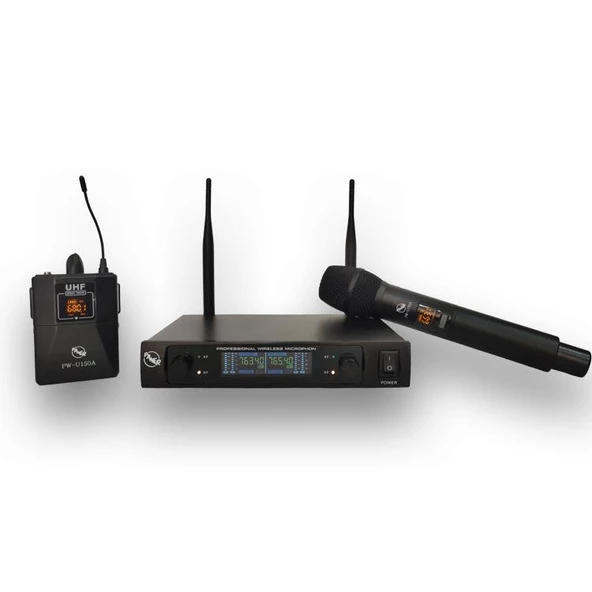 Pawer PW-U150A (EY) Kablosuz UHF Mikrofon Seti: El, Yaka ve Kafa Mikrofonu - 1