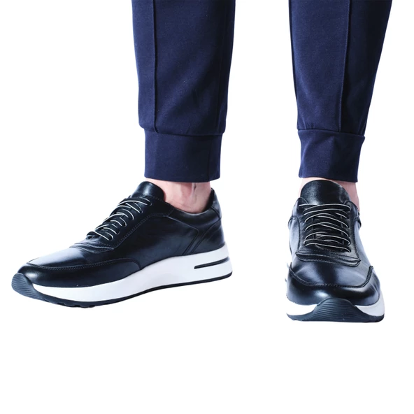 Erkek Hakiki Deri Siyah Spor Ayakkabı - 3