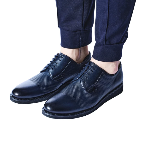 Erkek Hakiki Deri Lacivert Günlük Ayakkabı - 8