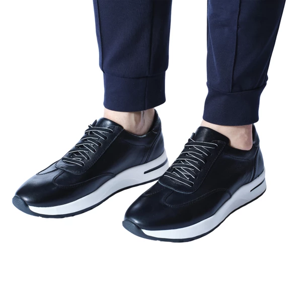 Erkek Hakiki Deri Siyah Spor Ayakkabı - 5