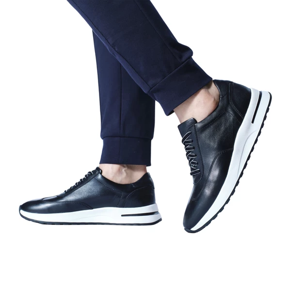 Erkek Hakiki Deri Siyah Spor Ayakkabı - 3