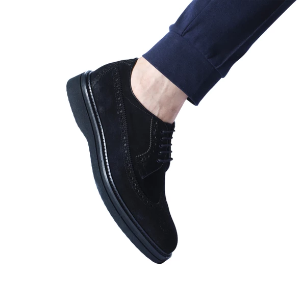 Erkek Hakiki Süet Deri Siyah Günlük Loafer Ayakkabı - 4