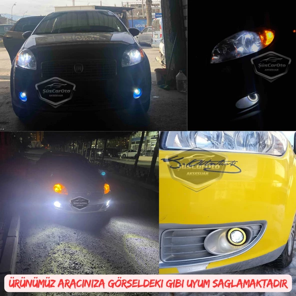 Fiat Linea 2007-2018 Uyumlu Üniversal Mercekli Angel Sis Farı Metal Su Geçirmez 76 mm Turuncu Halkalı Gündüz Farı Angel Eyes 2 Adet - 4