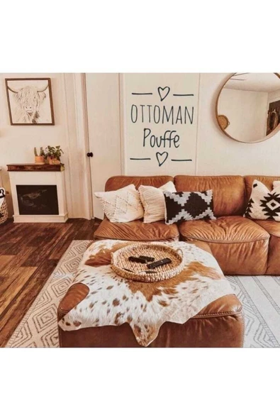 Hakiki Oğlak Deri Post, Gerçek Dana Derisi, Koyun Postu, Ev Dekorasyon Fikirleri, 54x53cm - 4