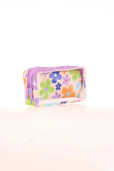 Kaukko Transparent Spring Kalem Çantası Colorful Flowers K2613 - 2