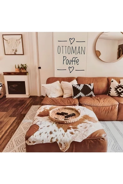 - Art Deco Hakiki Oğlak Gerçek Deri Post, Interiordesign, Ev Dekor 42x59cm [073] - Resim 4