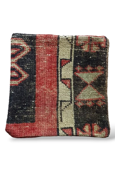 Art Deco Eskitme El Dokuması Vintage Halı Kilim Kırlent Minder Kılıfı 30x30cm