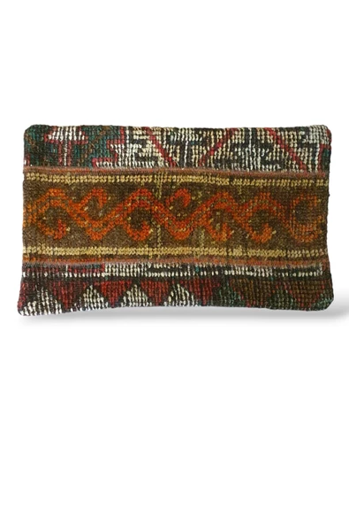 -Açılış Özel Fiyat Art Deco Bohem Halı El Dokuması Vintage Kırlent Minder 30x50cm [23]