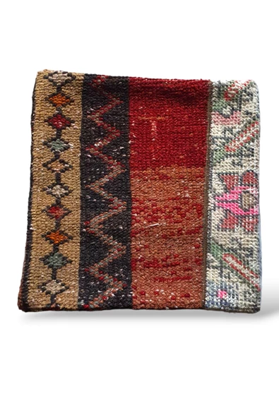 Art Deco Eskitme El Dokuması Vintage Halı Kilim Kırlent Minder Kılıfı 30x30cm