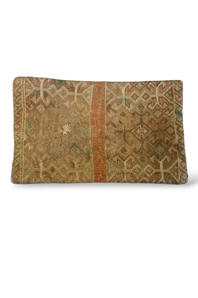 -Açılış Özel Fiyat Art Deco Bohem Halı El Dokuması Vintage Kırlent Minder 30x50cm [51]