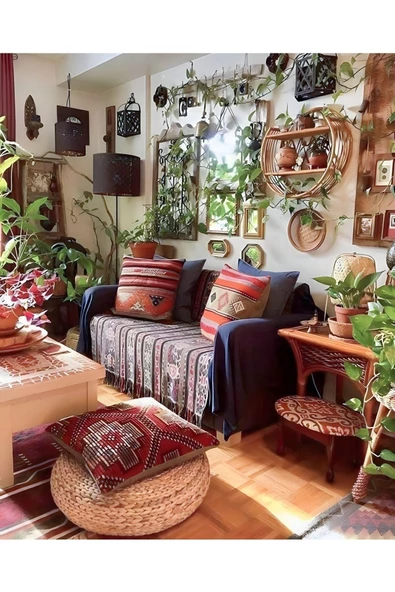 -açılış Özel Fiyat Art Deco Bohem Halı El Dokuması Vintage Kırlent Minder 30x50cm [79] - 5