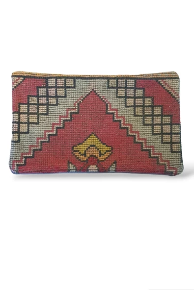 -Açılış Özel Fiyat Art Deco Bohem Halı El Dokuması Vintage Kırlent Minder 30x50cm [1]