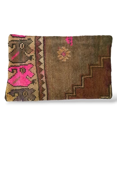 -Açılış Özel Fiyat Art Deco Bohem Halı El Dokuması Vintage Kırlent Minder 30x50cm [51]