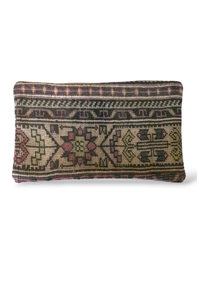 -Açılış Özel Fiyat Art Deco Bohem Halı El Dokuması Vintage Kırlent Minder 30x50cm [1] ürün görseli
