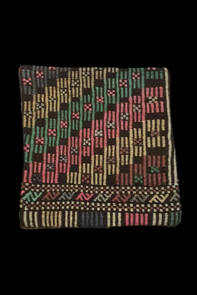 Şok Fiyat ! Açılışa Özel %50 Off ! Art Deco El Dokuması Halı Vintage Kırlent Minder 40x40cm (0163)