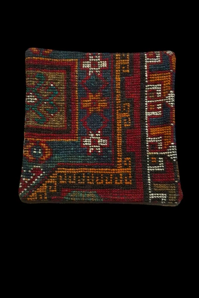 Şok Fiyat ! Açılışa Özel %50 Off ! Art Deco El Dokuması Halı Vintage Kırlent Minder 40x40cm (0190) - Resim 2