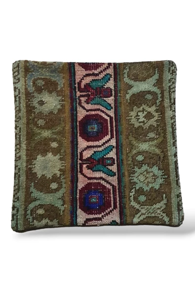 - Art Deco Bohem Halı El Dokuması Vintage Kırlent Minder 40x40cm (0154) - 2