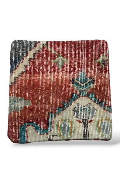 Şok Fiyat ! Açılışa Özel %50 Off ! Art Deco El Dokuması Halı Vintage Kırlent Minder 40x40cm (0157) - 2