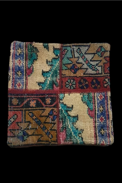 - Art Deco Bohem Halı El Dokuması Vintage Kırlent Minder 40x40cm [0139] ürün görseli