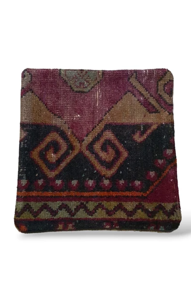 - Art Deco Bohem Halı El Dokuması Vintage Kırlent Minder 40x40cm (0177) - 2