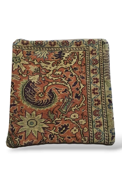 Şok Fiyat ! Açılışa Özel %50 Off ! Art Deco El Dokuması Halı Vintage Kırlent Minder 40x40cm (0159) - Resim 2