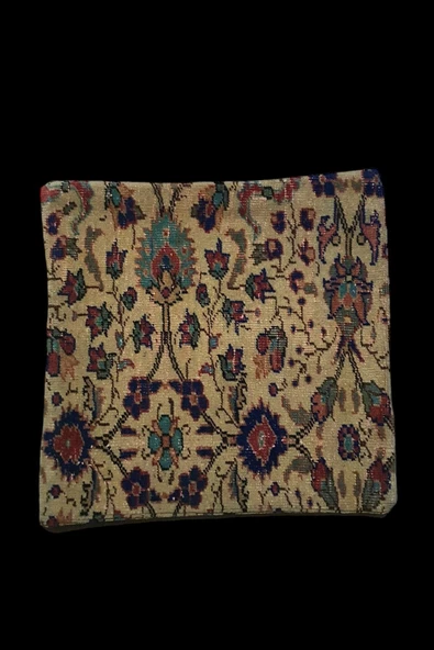 Şok Fiyat ! Açılışa Özel %50 Off ! Art Deco El Dokuması Halı Vintage Kırlent Minder 40x40cm (0161)
