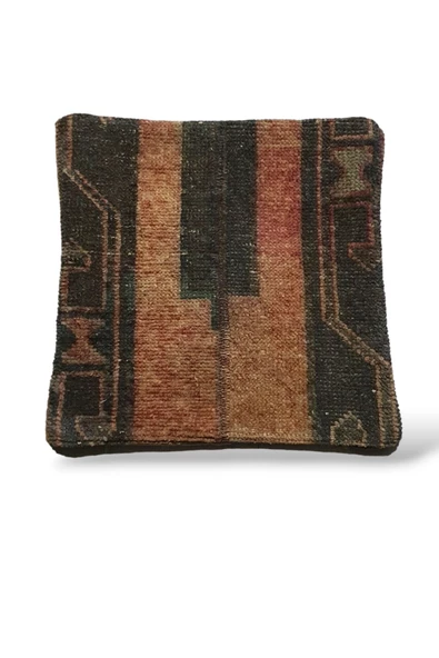 - Art Deco Bohem Halı El Dokuması Vintage Kırlent Minder 40x40cm (0173) - Resim 2